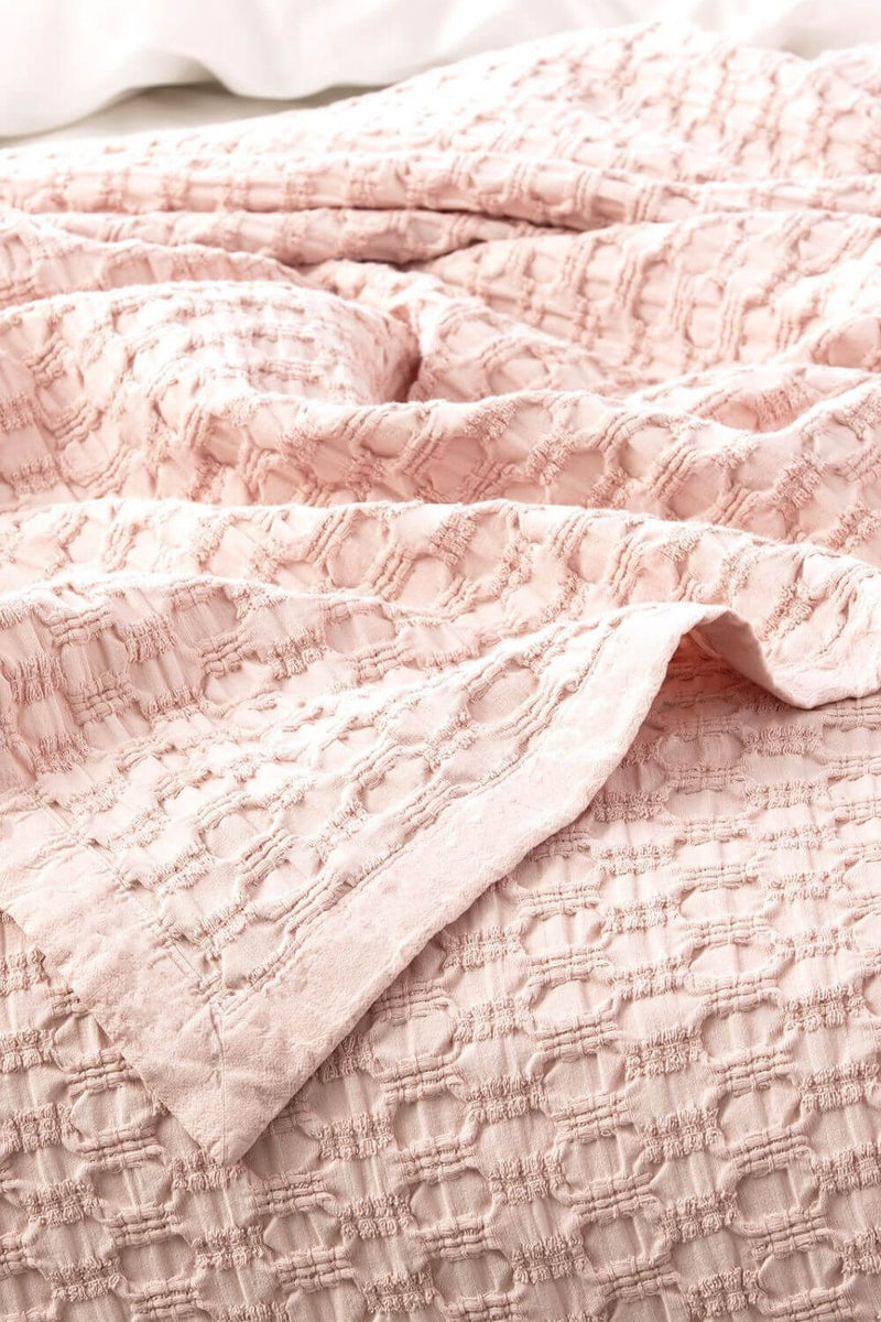 Renee Taylor Lexico Washed Cotton Textured Waffle Blanket - Queen/King