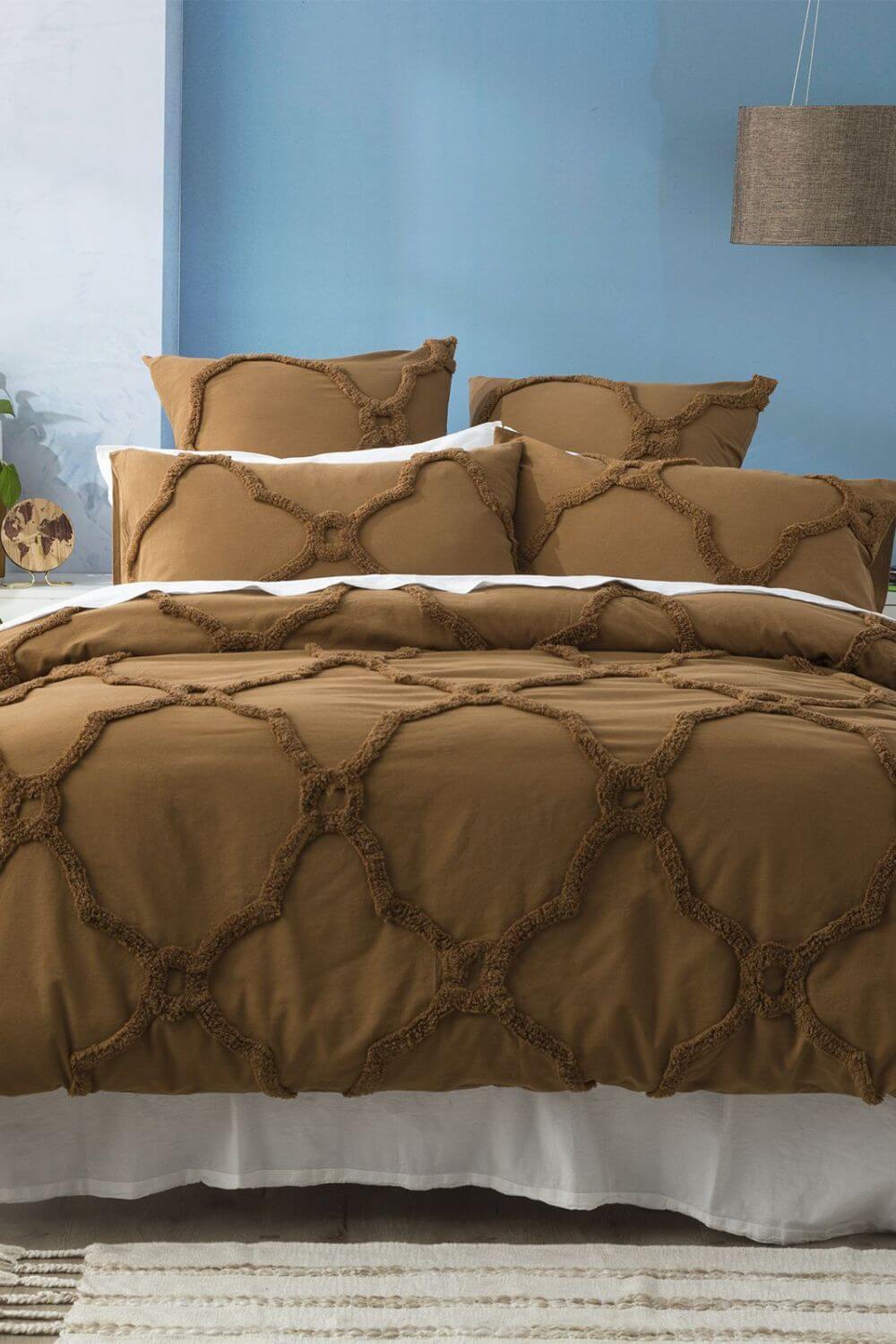 Renee Taylor Moroccan Cotton Chenille Vintage Washed Tufted Quilt Cover Set - Queen