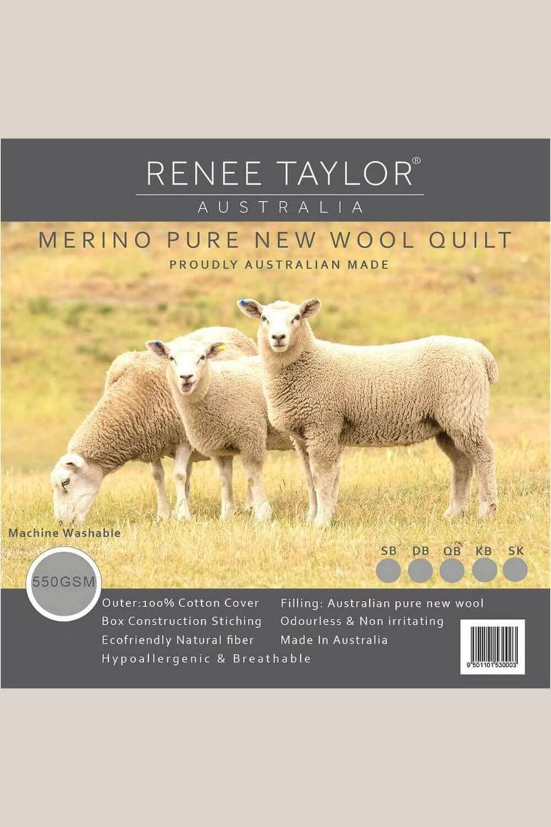 Renee Taylor Australian Pure Merino Wool Quilt 550GSM -Queen
