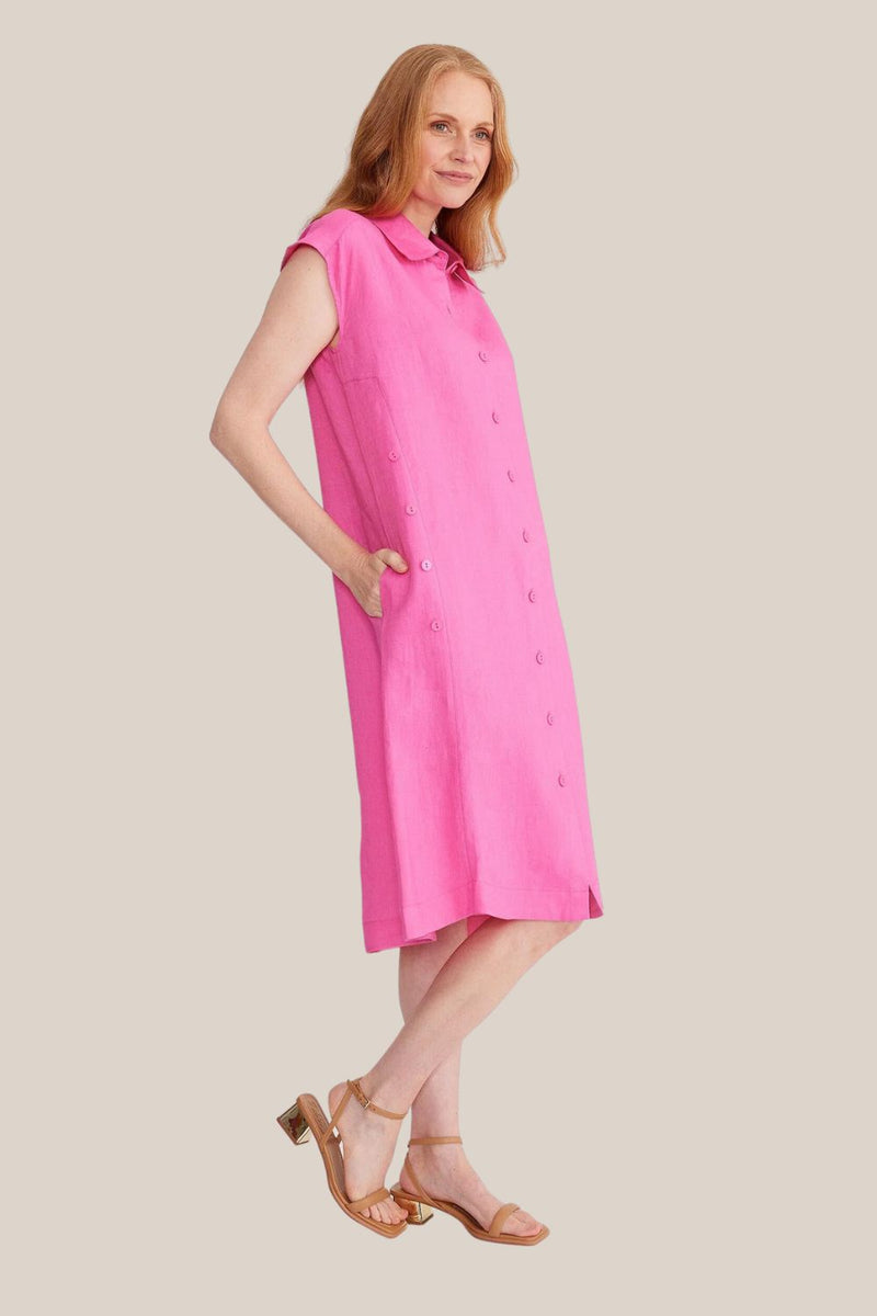 Yarra Trail Sleeveless Button Trim Midi Dress