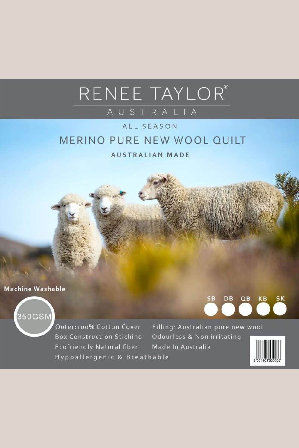 Renee Taylor Australian Pure Merino Wool Quilt 350GSM - Double