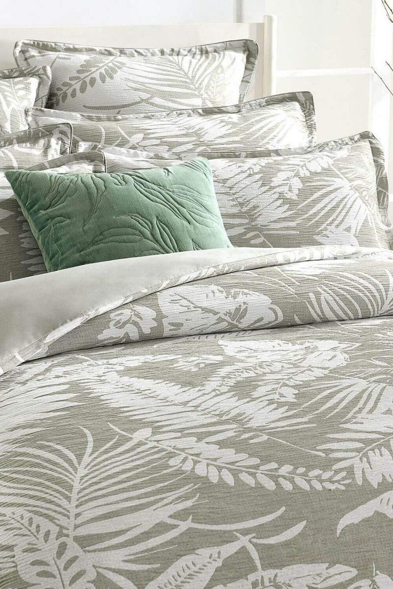 Renee Taylor Palm Tree Jacquard Quilt Cover Set - Queen