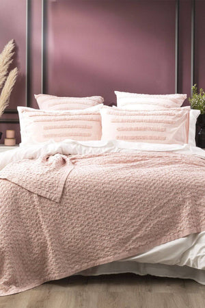 Renee Taylor Lexico Washed Cotton Textured Waffle Blanket - Queen/King