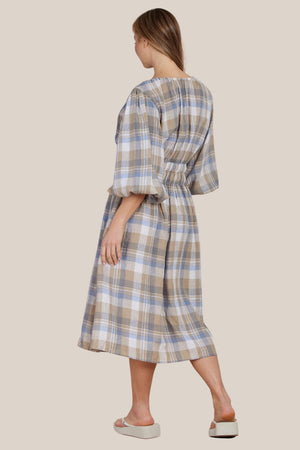 Amelius Allegra Linen Plaid Dress