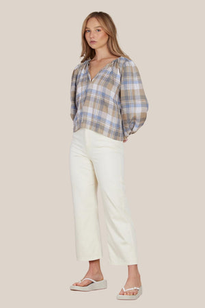 Amelius Allegra Linen Plaid Blouse