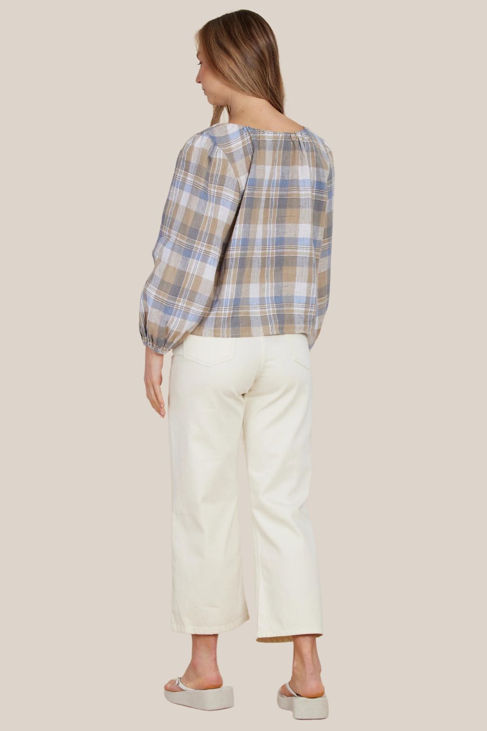 Amelius Allegra Linen Plaid Blouse