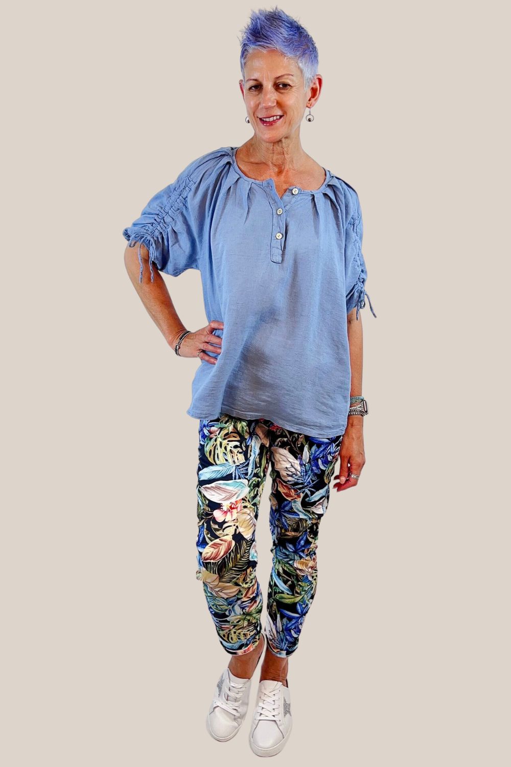 La Strada Cotton Drawstring SleeveTop