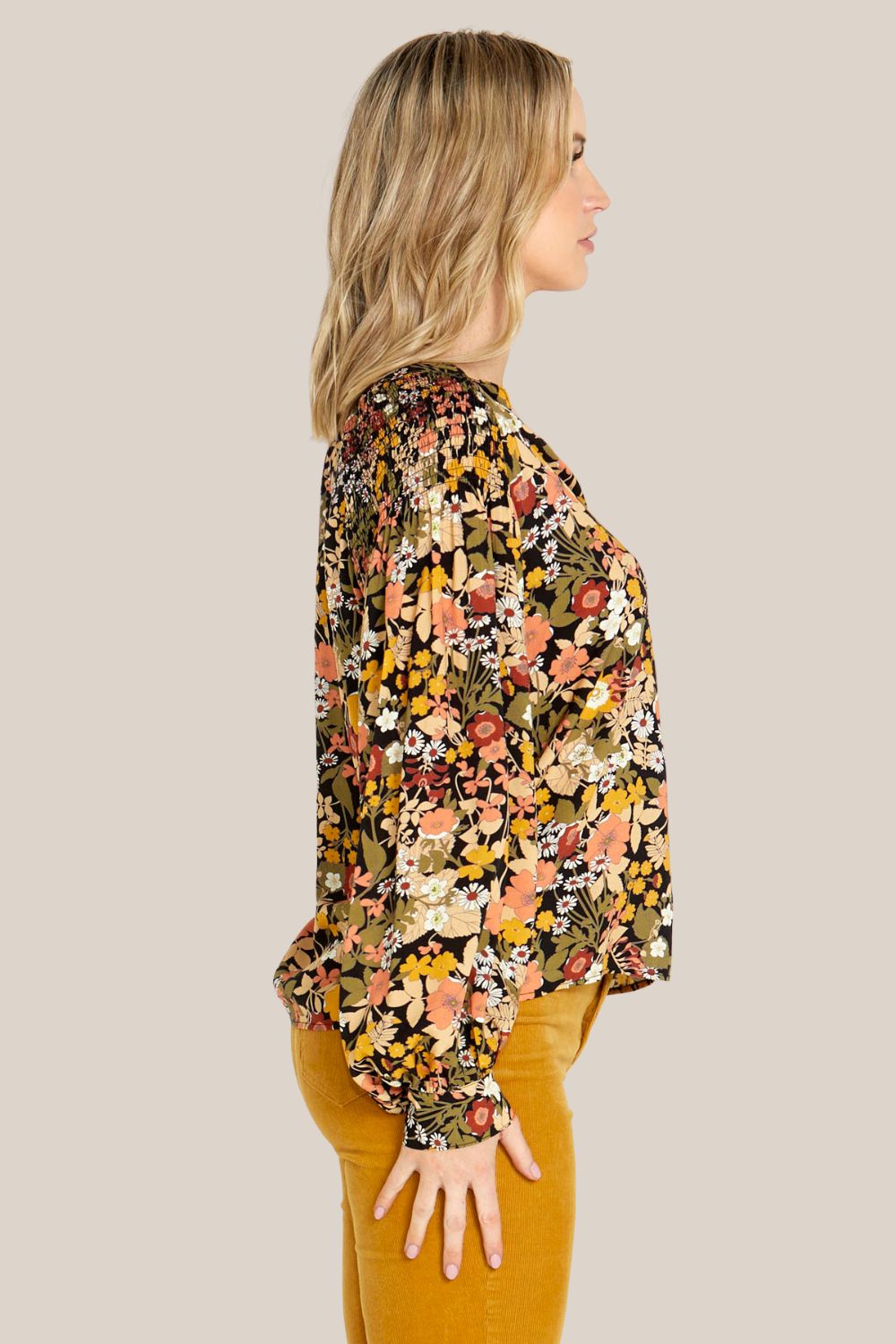 Sass Brigitte Shirred Shoulder Top