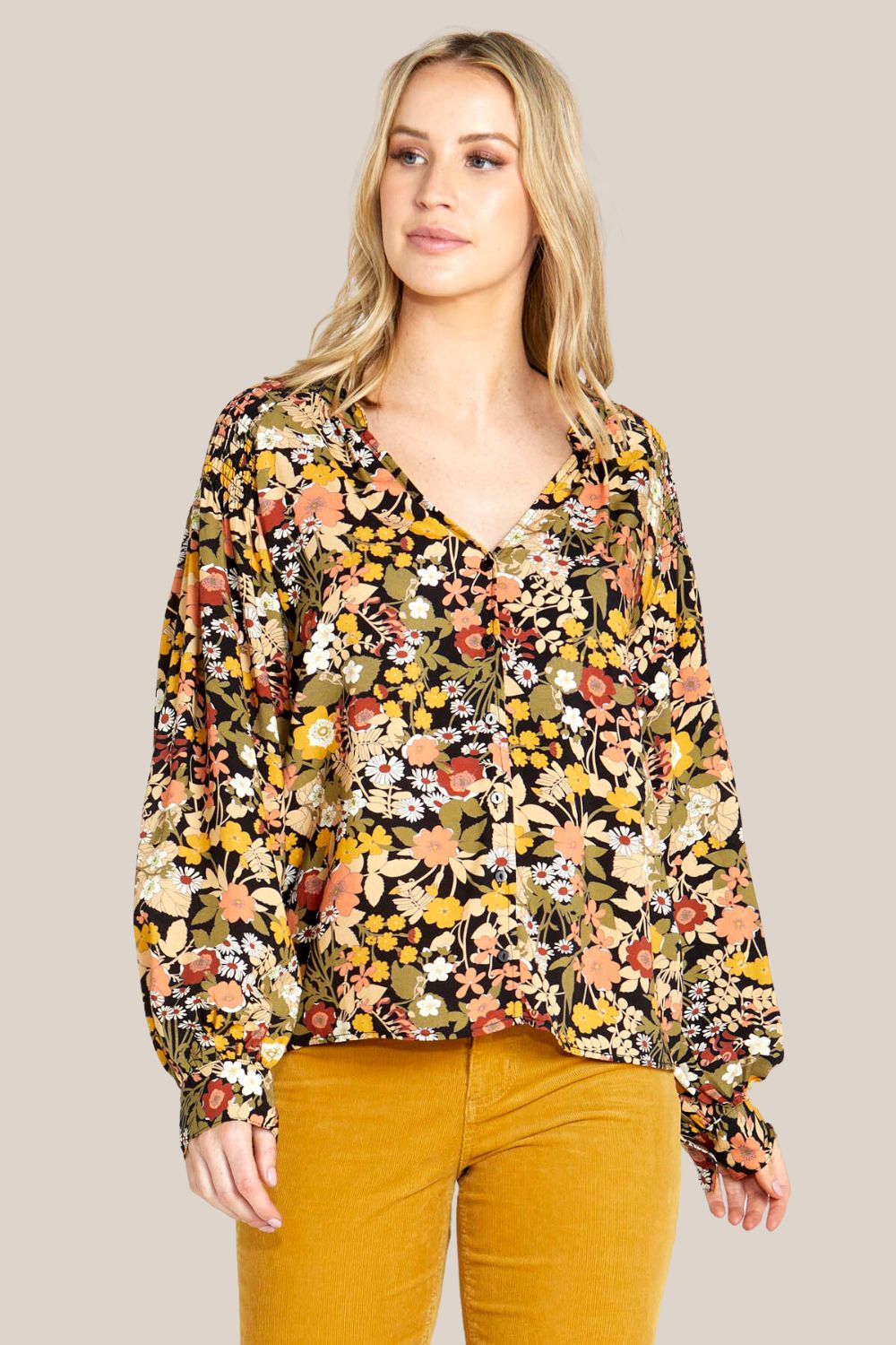 Sass Brigitte Shirred Shoulder Top