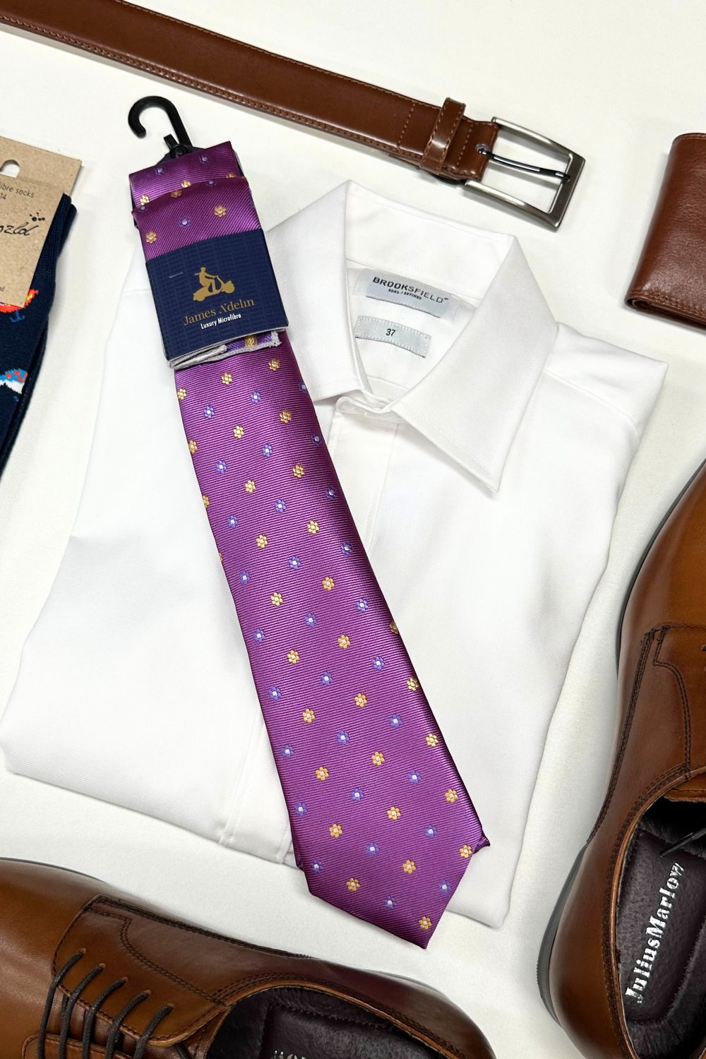 James Adelin Floral Microfibre Tie & Hank Set