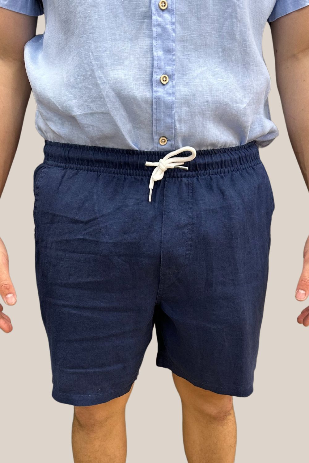 Linen Elastic Waist Pull Up Shorts