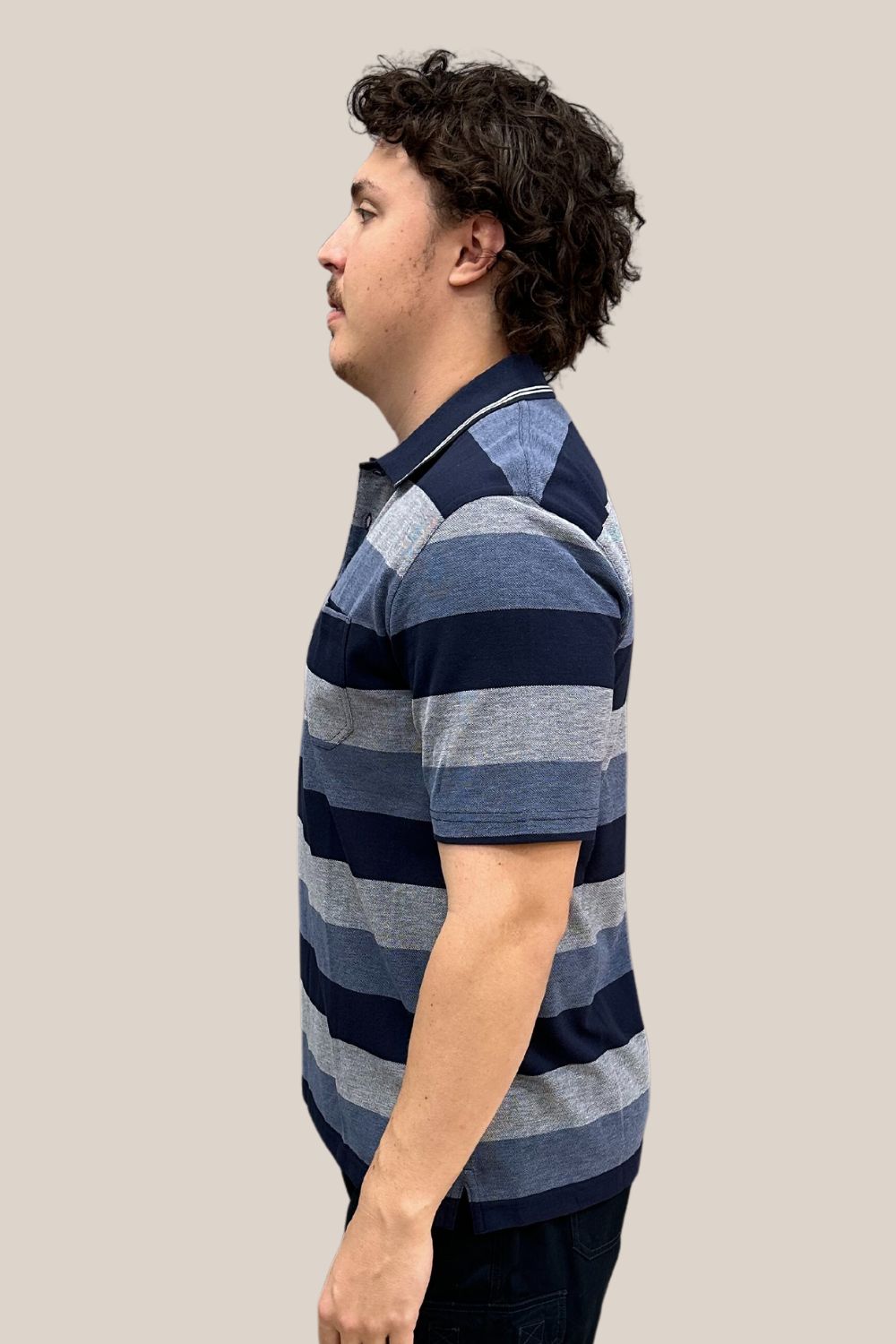 Bertini Block Stripe Pique Polo