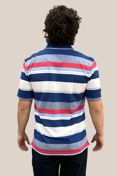 Bertini Block Stripe Pique Polo