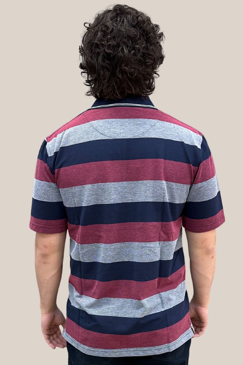 Bertini Block Stripe Pique Polo