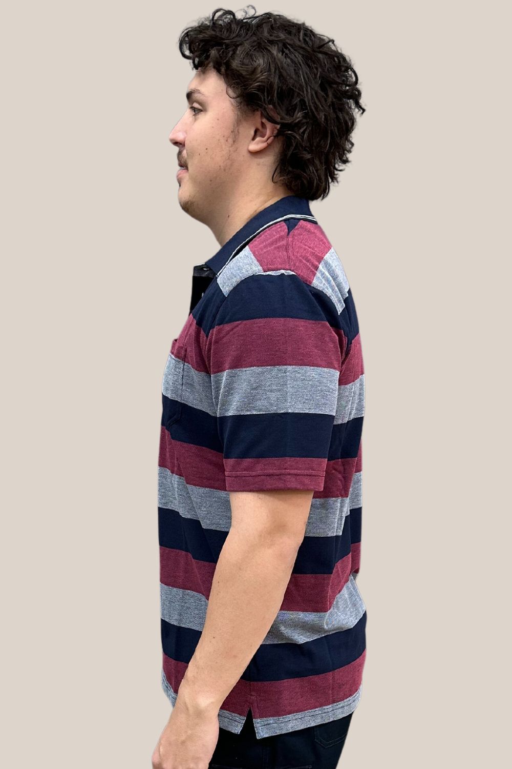 Bertini Block Stripe Pique Polo