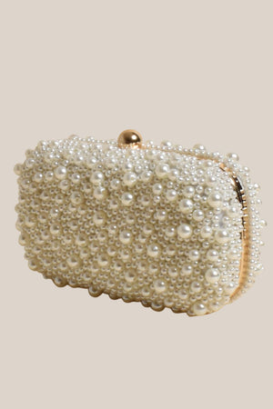Adorne Rhianna Faux Pearl Structured Clutch
