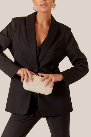 Adorne Rhianna Faux Pearl Structured Clutch
