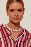Adorne Bonnie Button Pearl Short Necklace