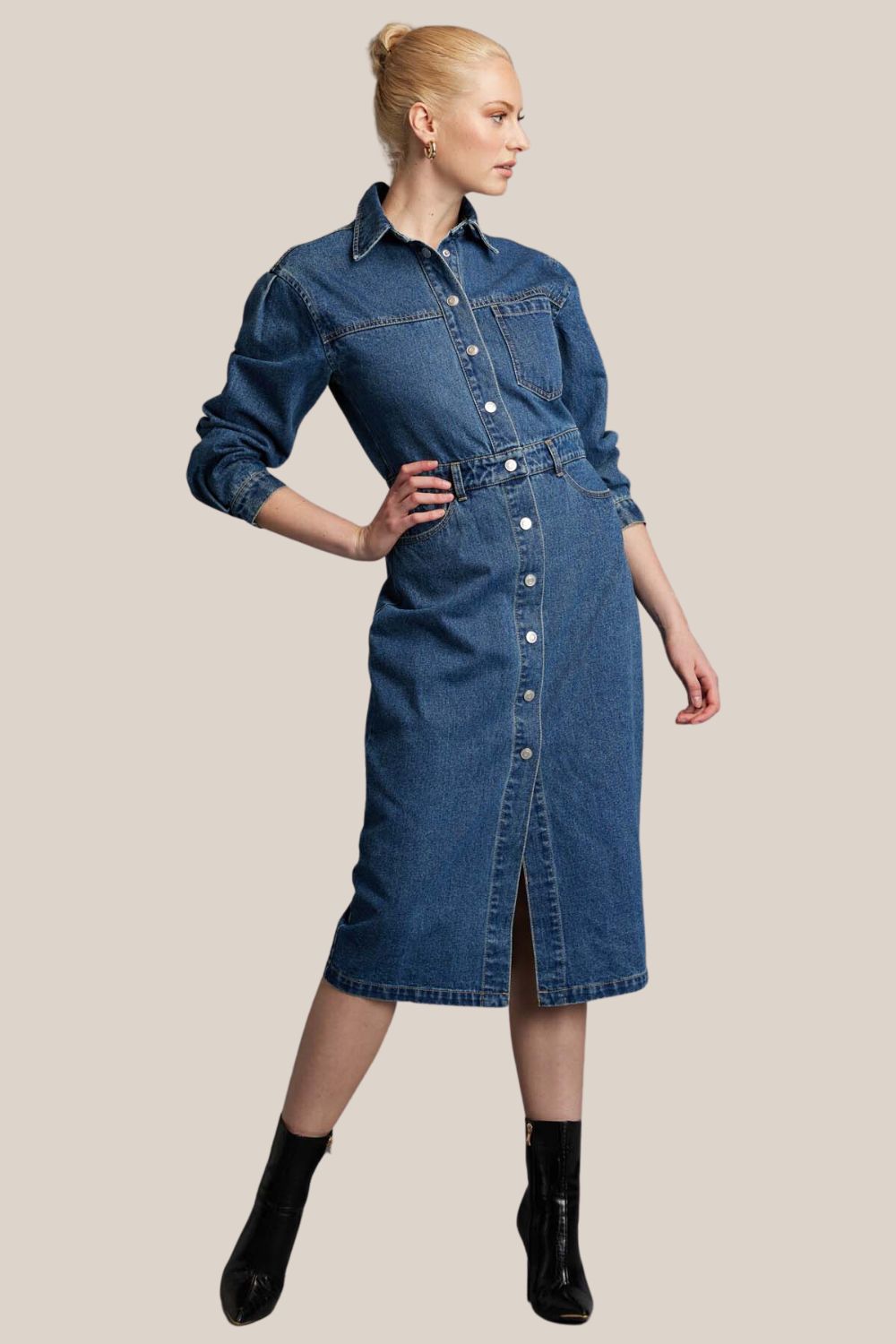 Fate + Becker Genie Denim Midi Shirt Dress