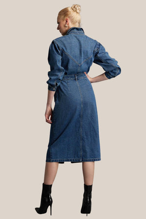 Fate + Becker Genie Denim Midi Shirt Dress