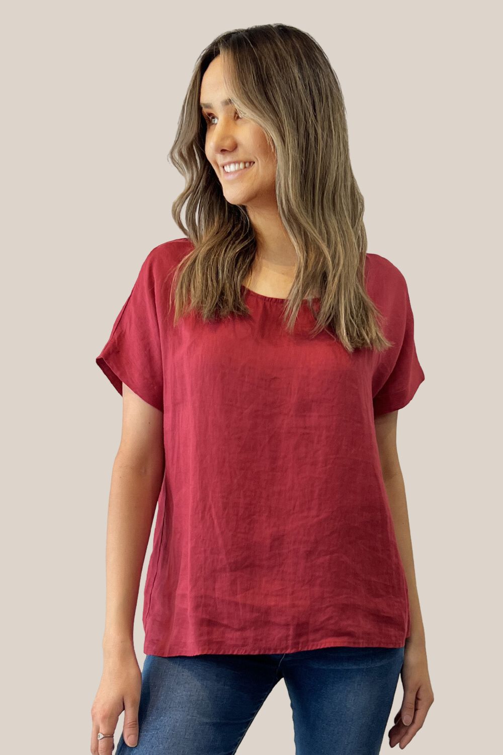 Anna Lace Trim Back Linen Top