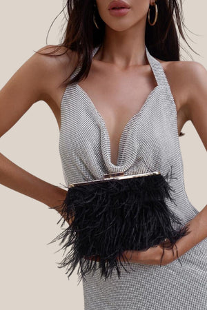 Olga Berg Estelle Feather Clutch