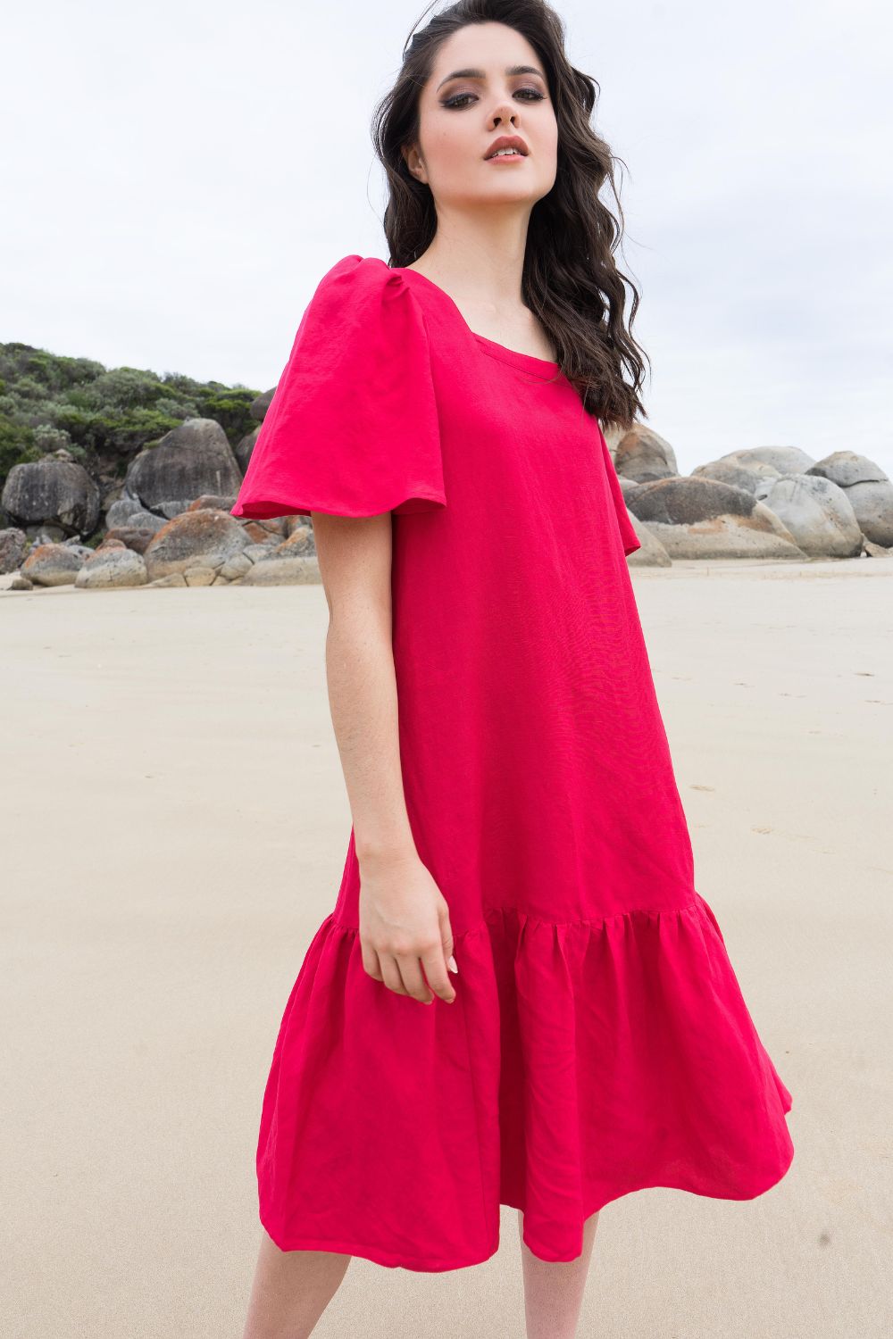 Pingpong Square Neck Tiered dress