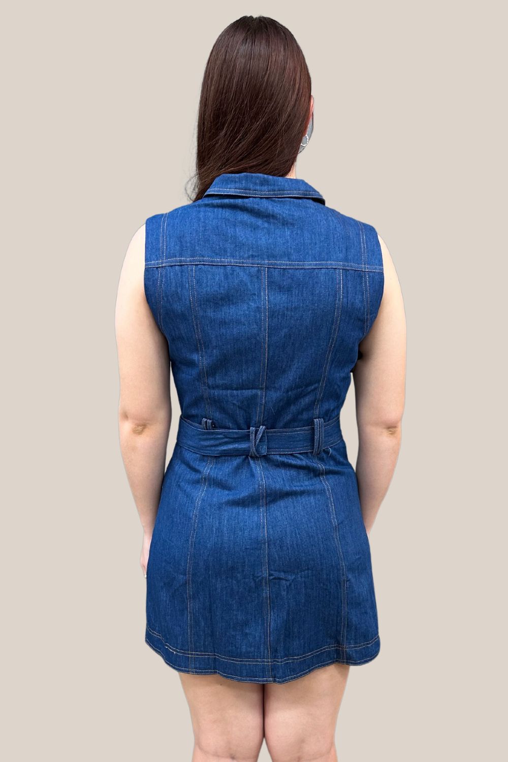 All About May Sleeveless Button Up Belted Mini Dress