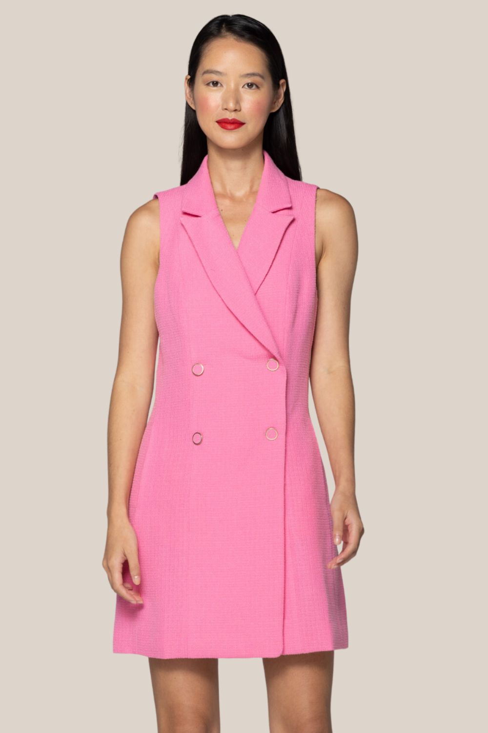 Pink sleeveless blazer outlet dress