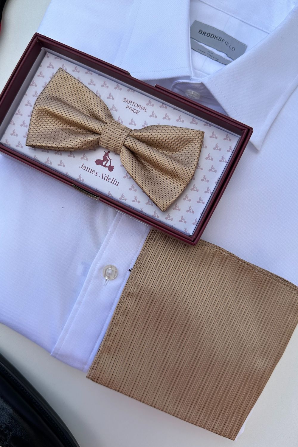 James Adelin Pin Dot Microfibre Bow