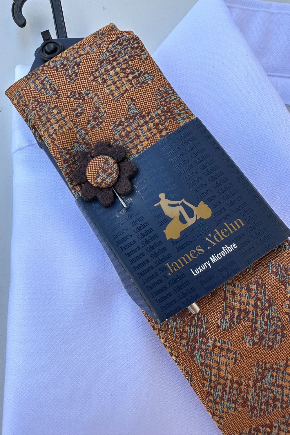 James Adelin Microfibre Tie, Hank & Flower Set