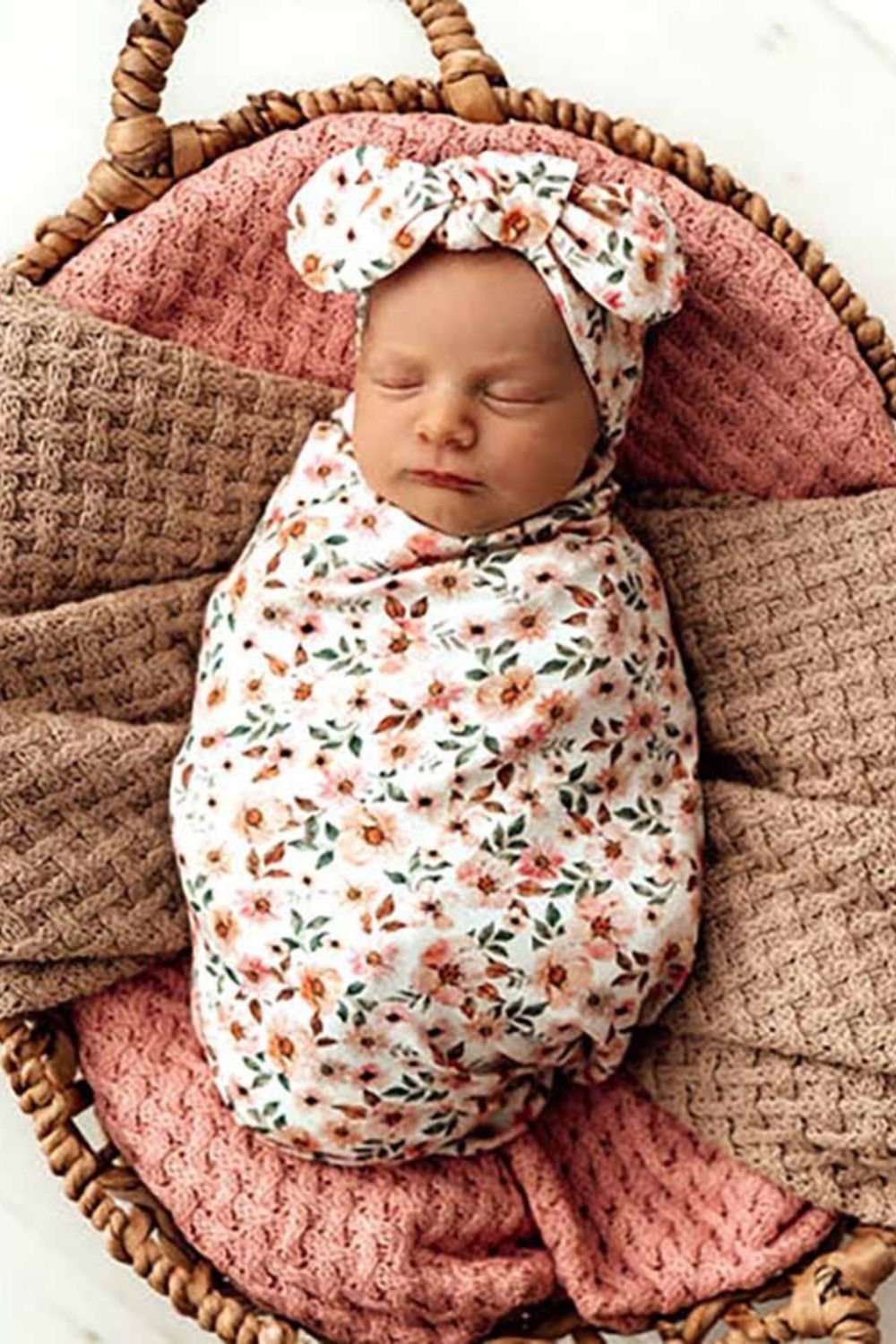 Snuggle Hunny Spring Floral Snuggle Swaddle & Topknot Set
