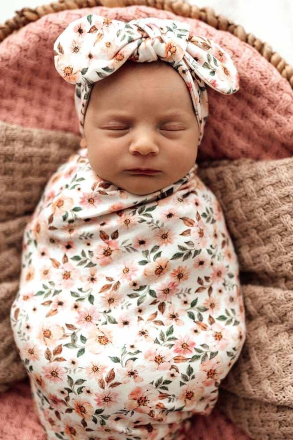 Snuggle Hunny Spring Floral Snuggle Swaddle & Topknot Set