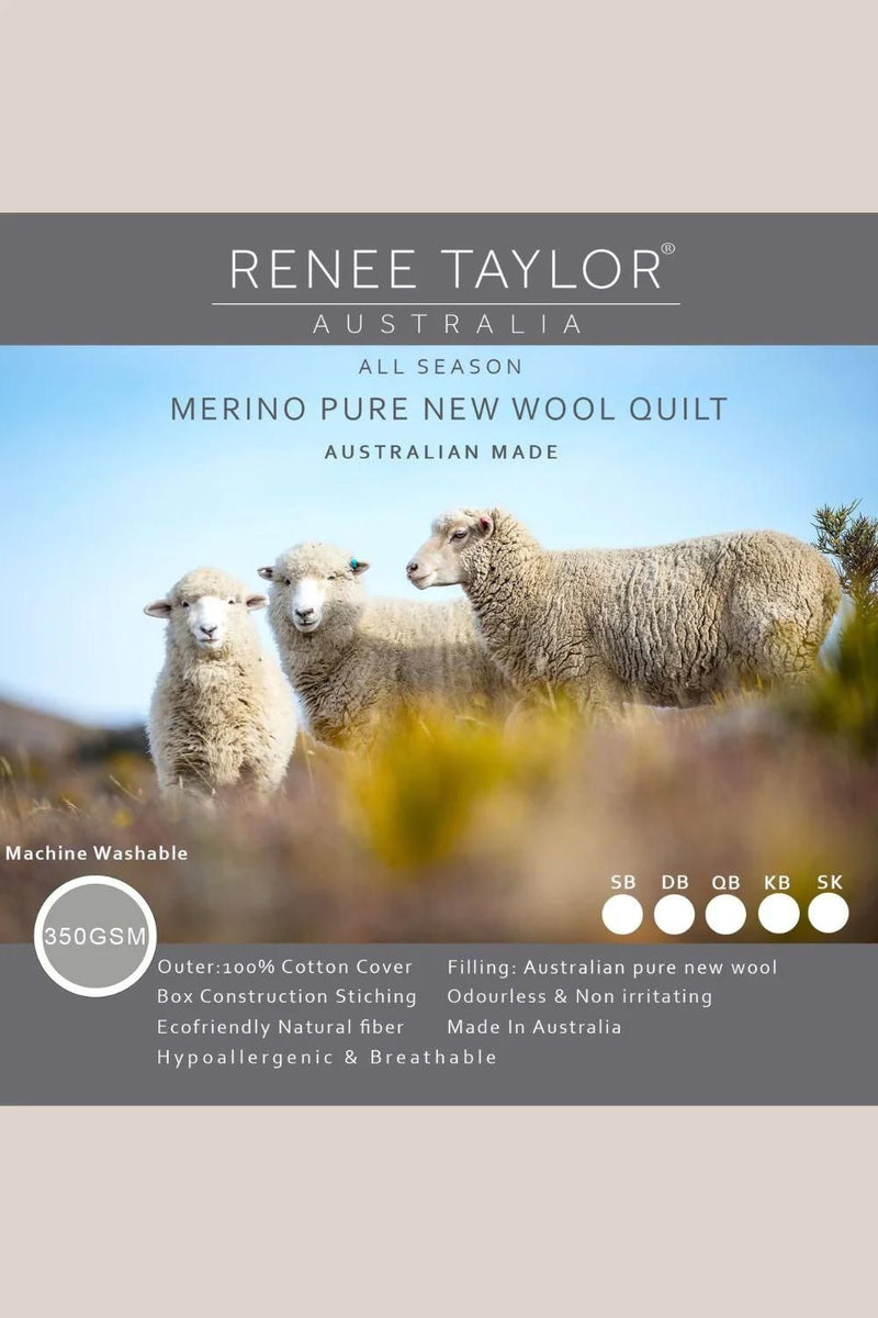 Renee Taylor Australian Pure Merino Wool Quilt 350GSM- Super King