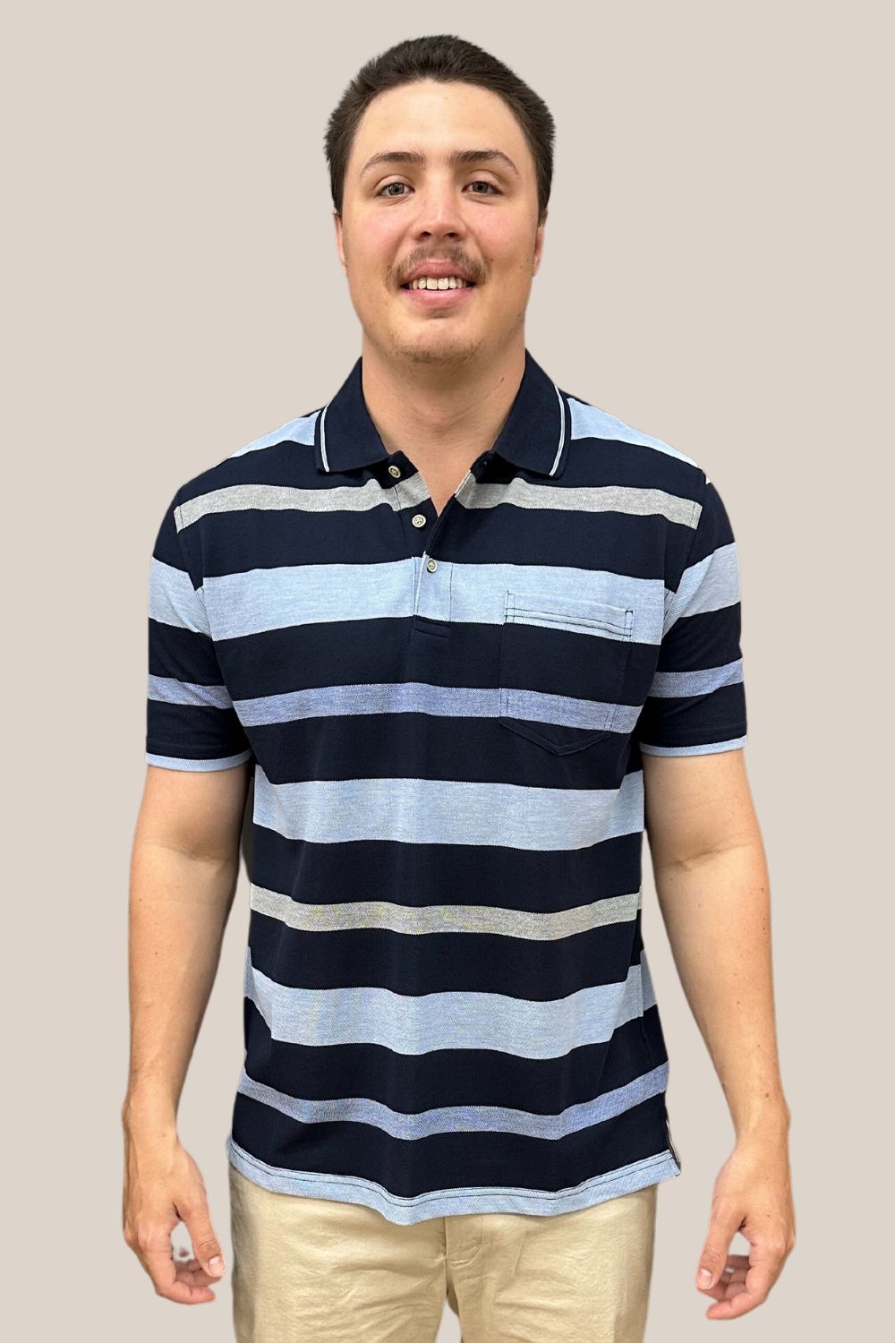 Blue Horizon Pique Striped Polo