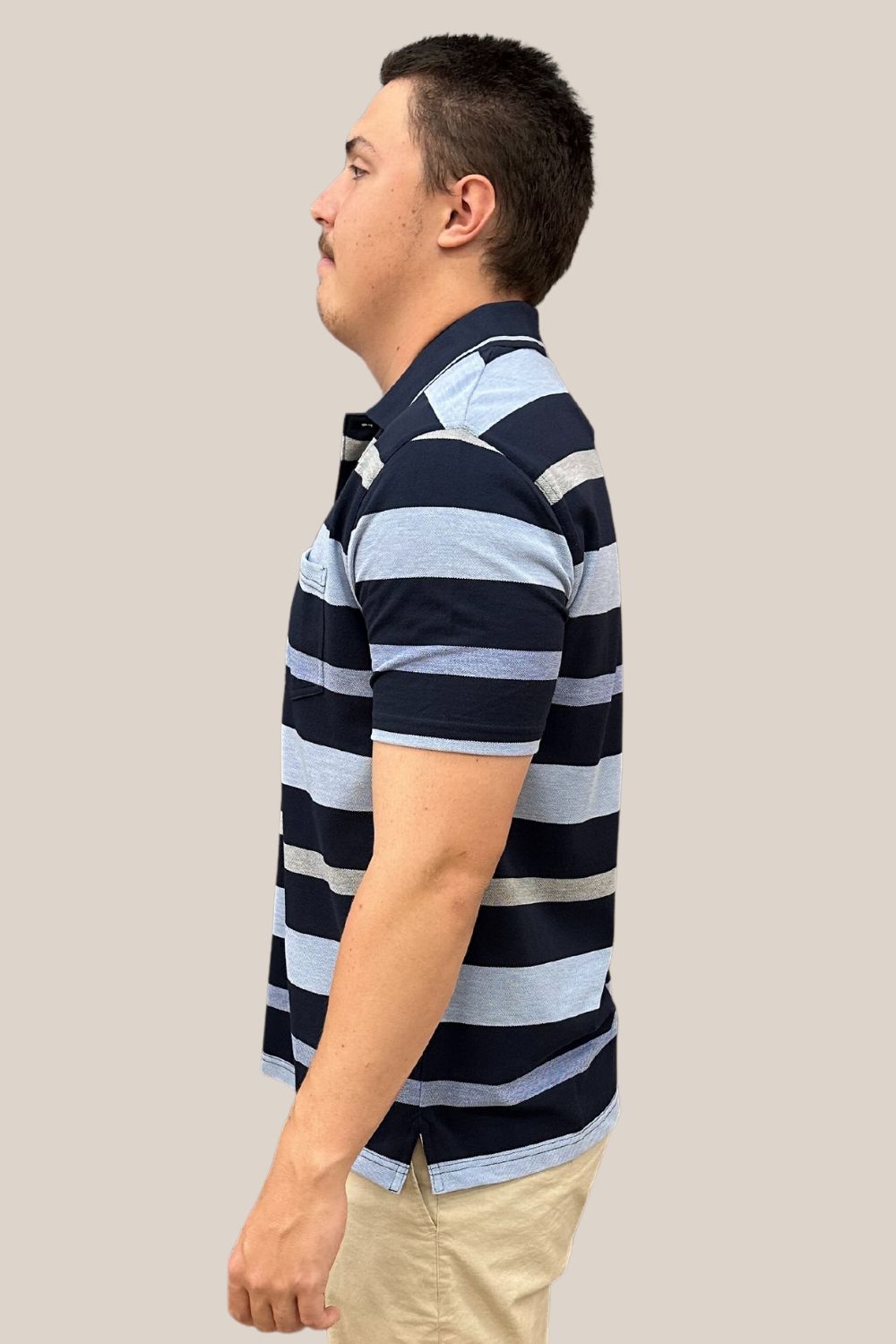 Blue Horizon Pique Striped Polo