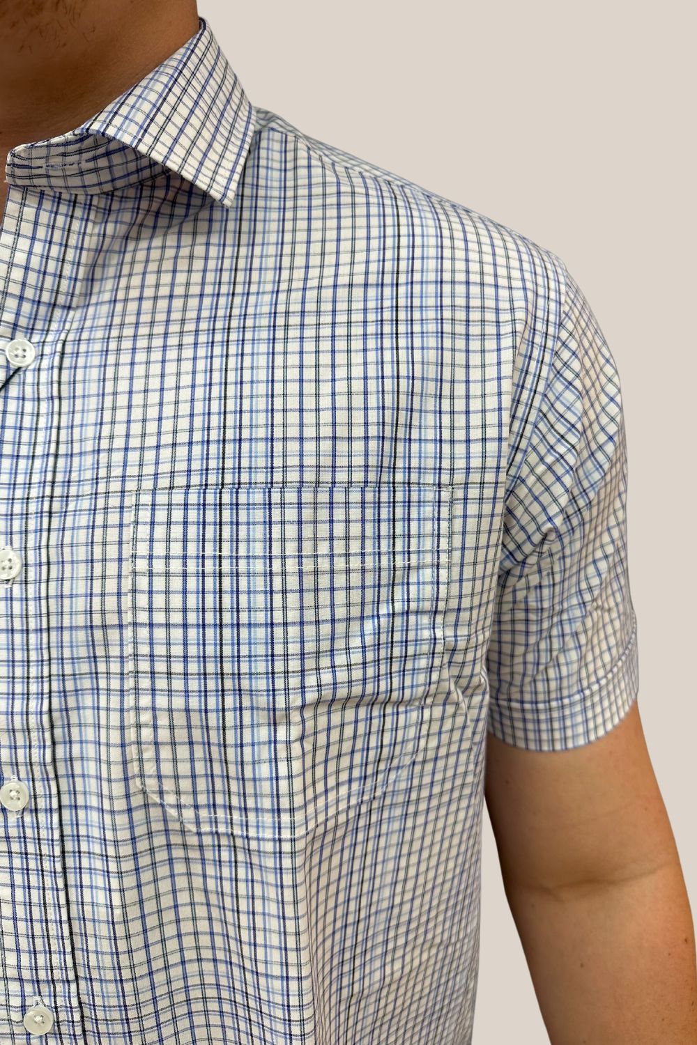 Back Bay Bamboo Poly Micro Check Short Sleeve Shirt