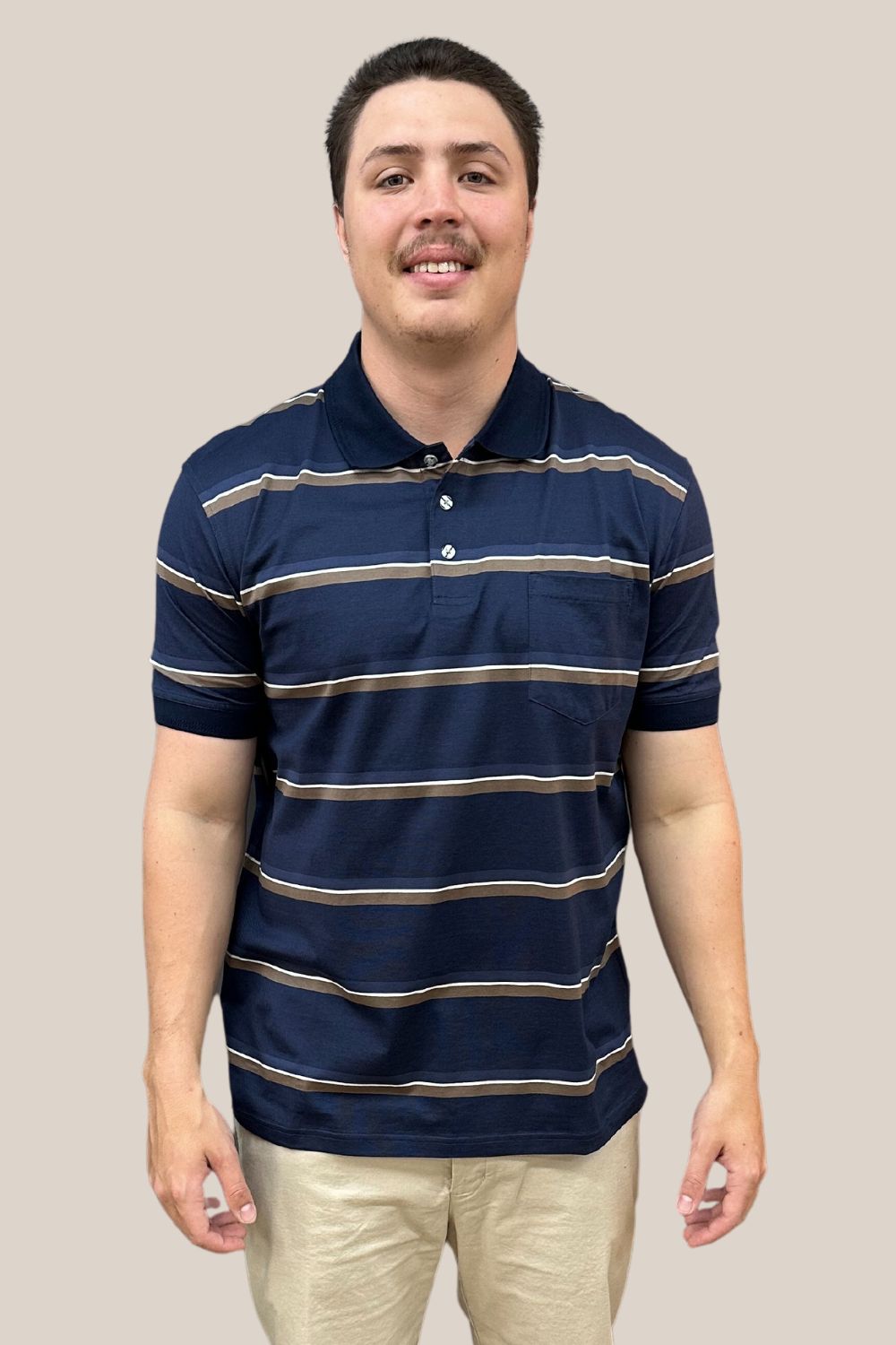 Back Bay Mercerized Cotton Striped Polo