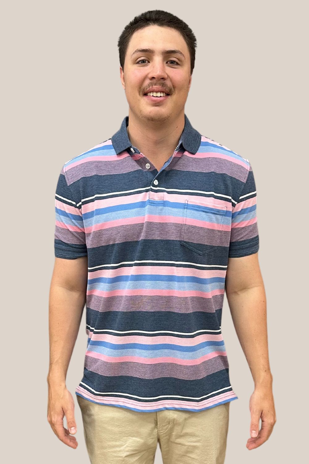Back Bay Cotton Poly Striped Pique Polo