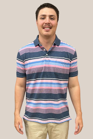 Back Bay Cotton Poly Striped Pique Polo