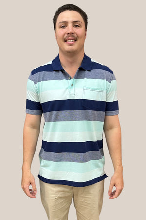 Blue Horizon Pique Striped Polo