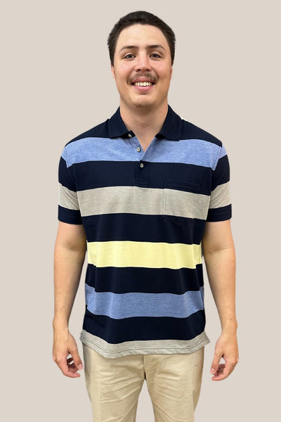 Blue Horizon Pique Striped Polo