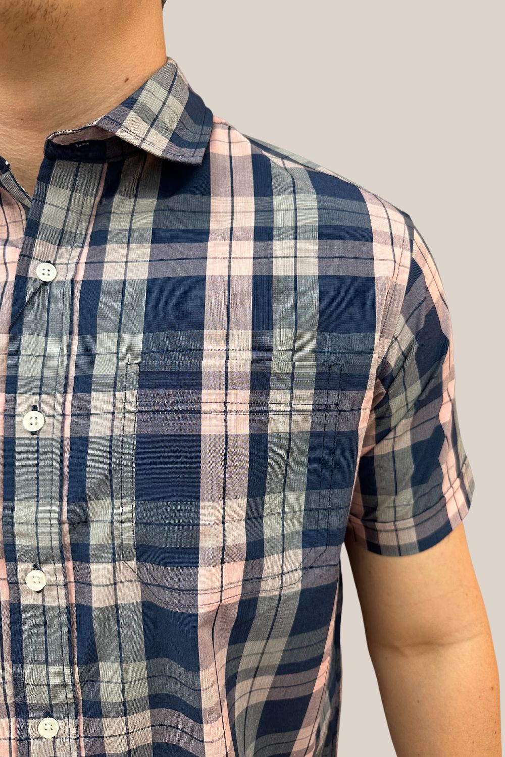 Back Bay Bamboo Poly Check Short Sleeve Shirt