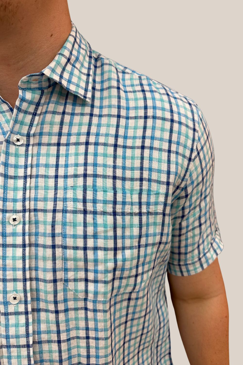 Back Bay Linen Check Short Sleeve Shirt
