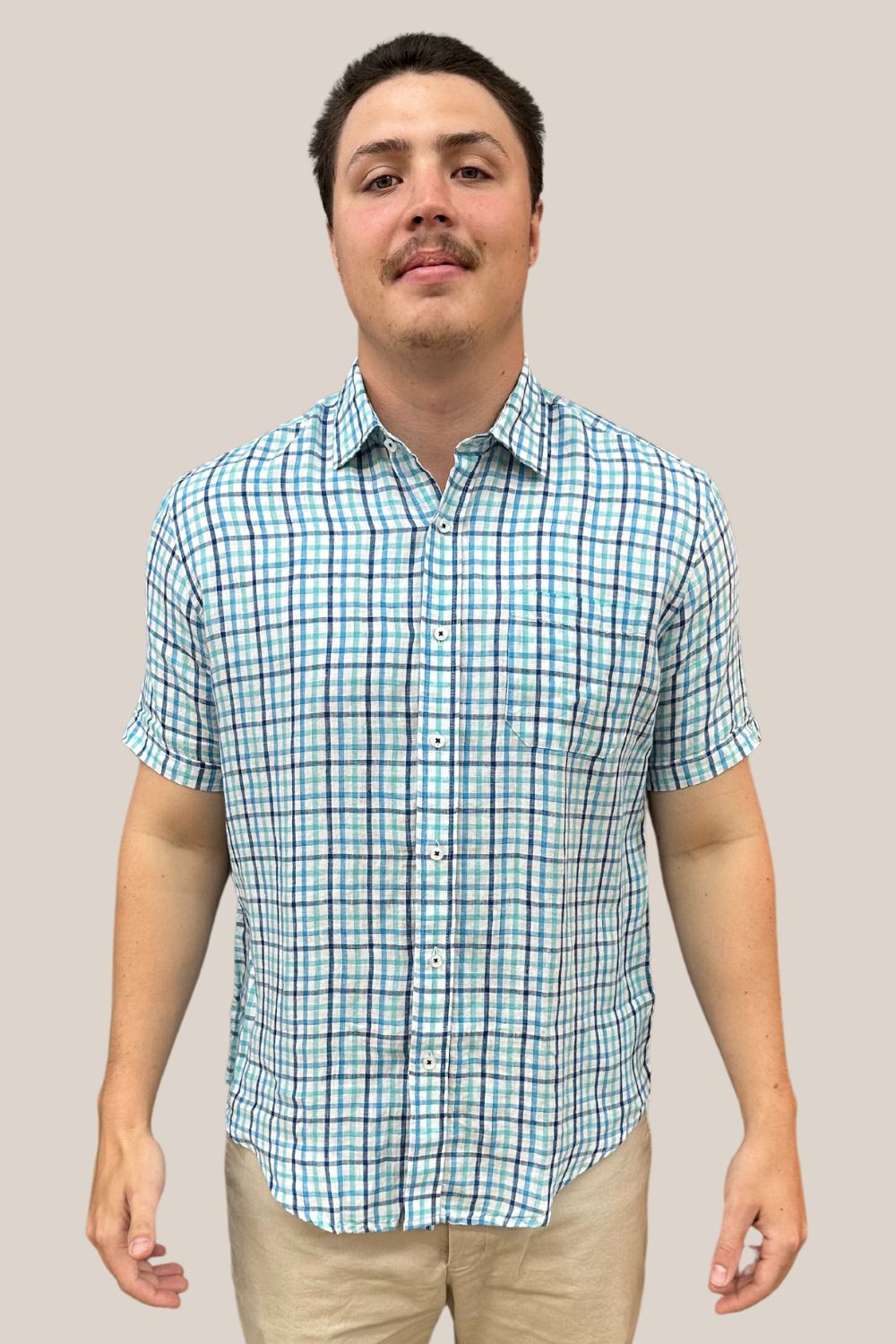Back Bay Linen Check Short Sleeve Shirt