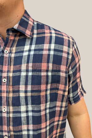 Back Bay Linen Check Short Sleeve Shirt