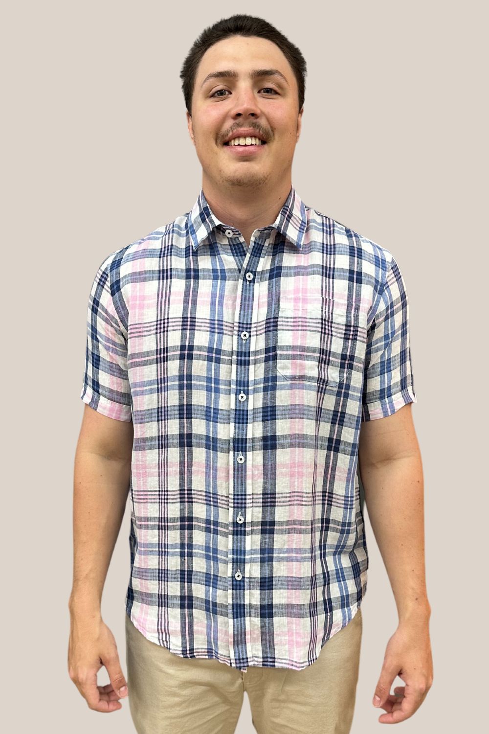 Back Bay Linen Check Short Sleeve Shirt