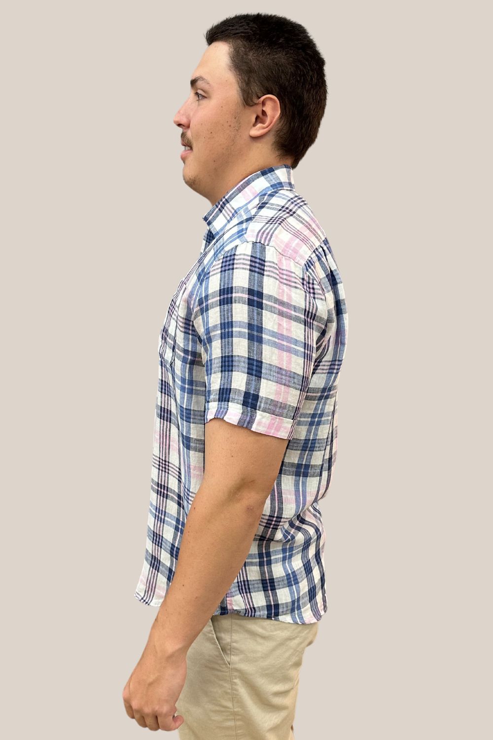 Back Bay Linen Check Short Sleeve Shirt