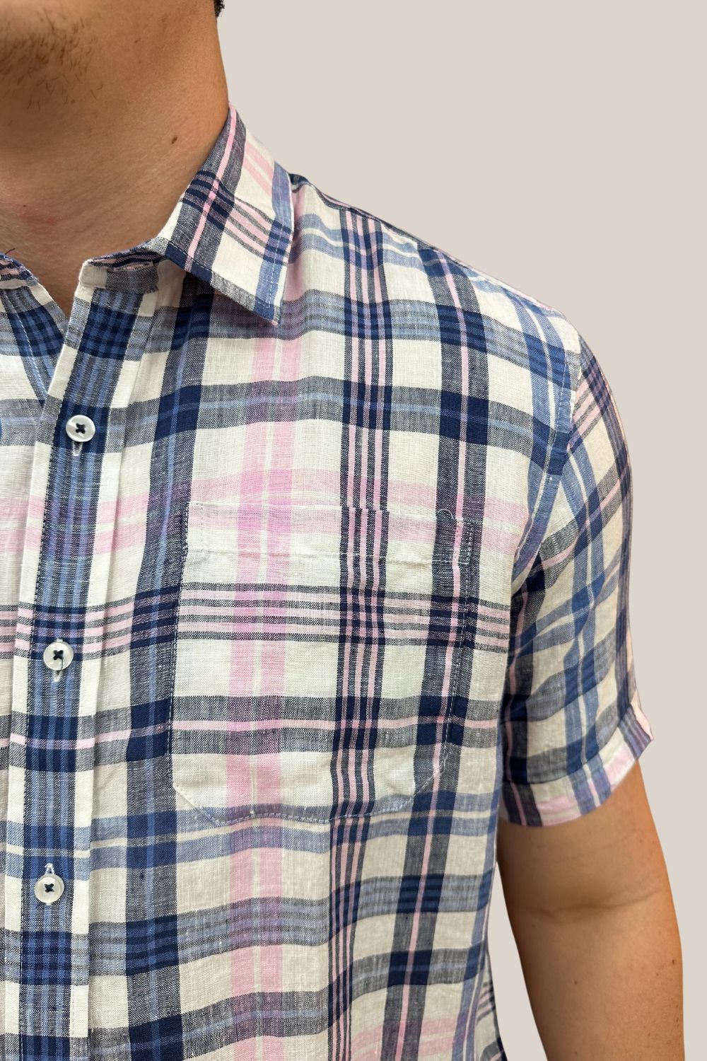 Back Bay Linen Check Short Sleeve Shirt