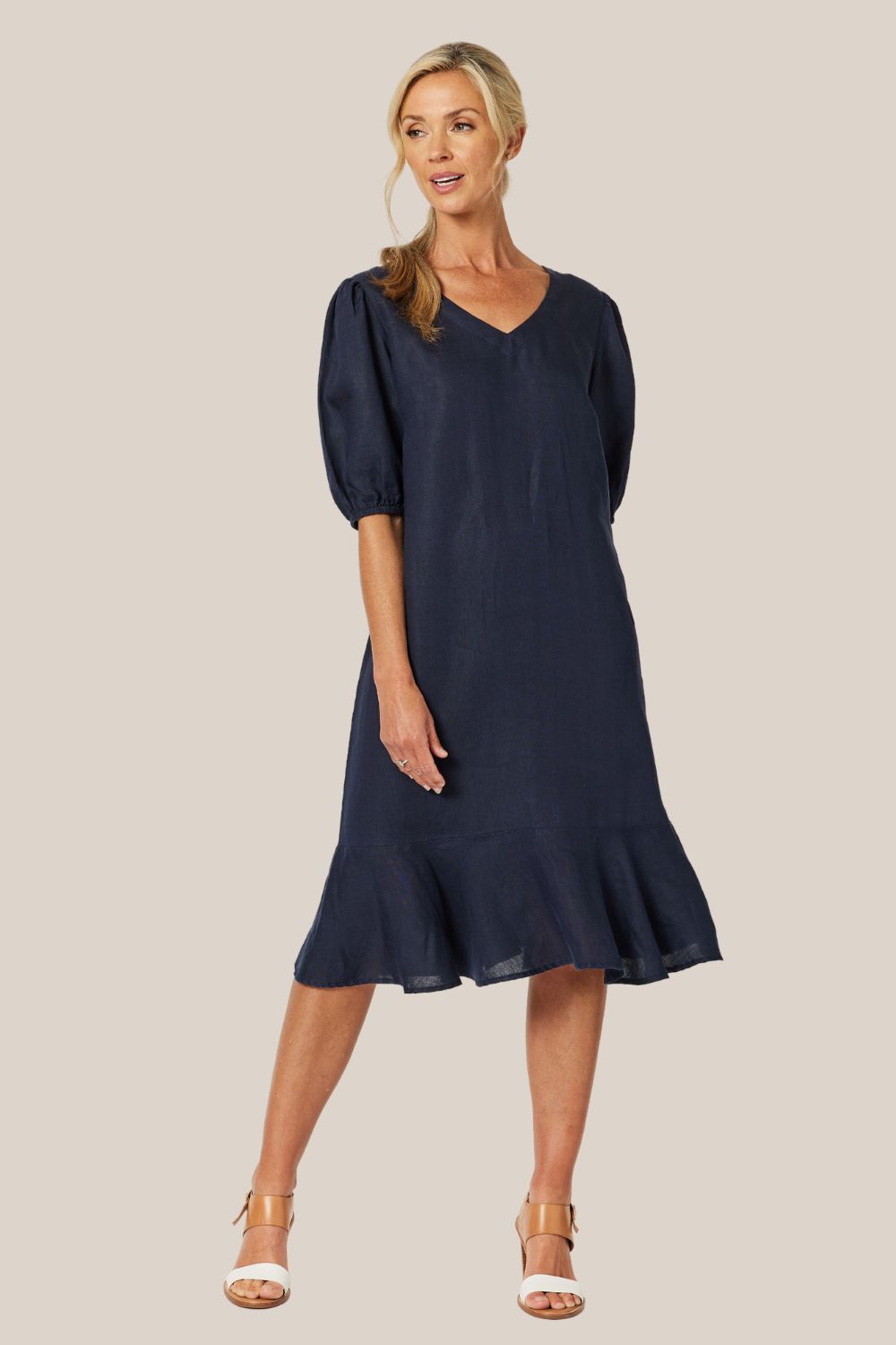 Gordon Smith Flute Hem Linen Dress